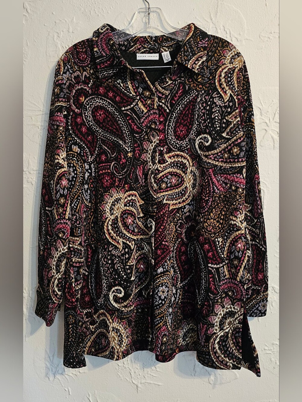 Susan Graver Paisley Cardigan Large New